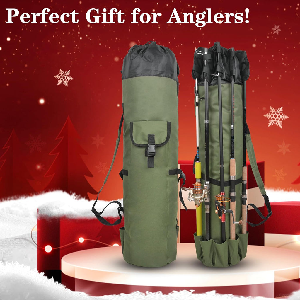 Fishing Rod Bag Pole Case, Portable Large Capacity Fishing Pole Carrier Case Oxford Waterproof Fishing Rod Organizer Travel Bag Fishing Gift for Men