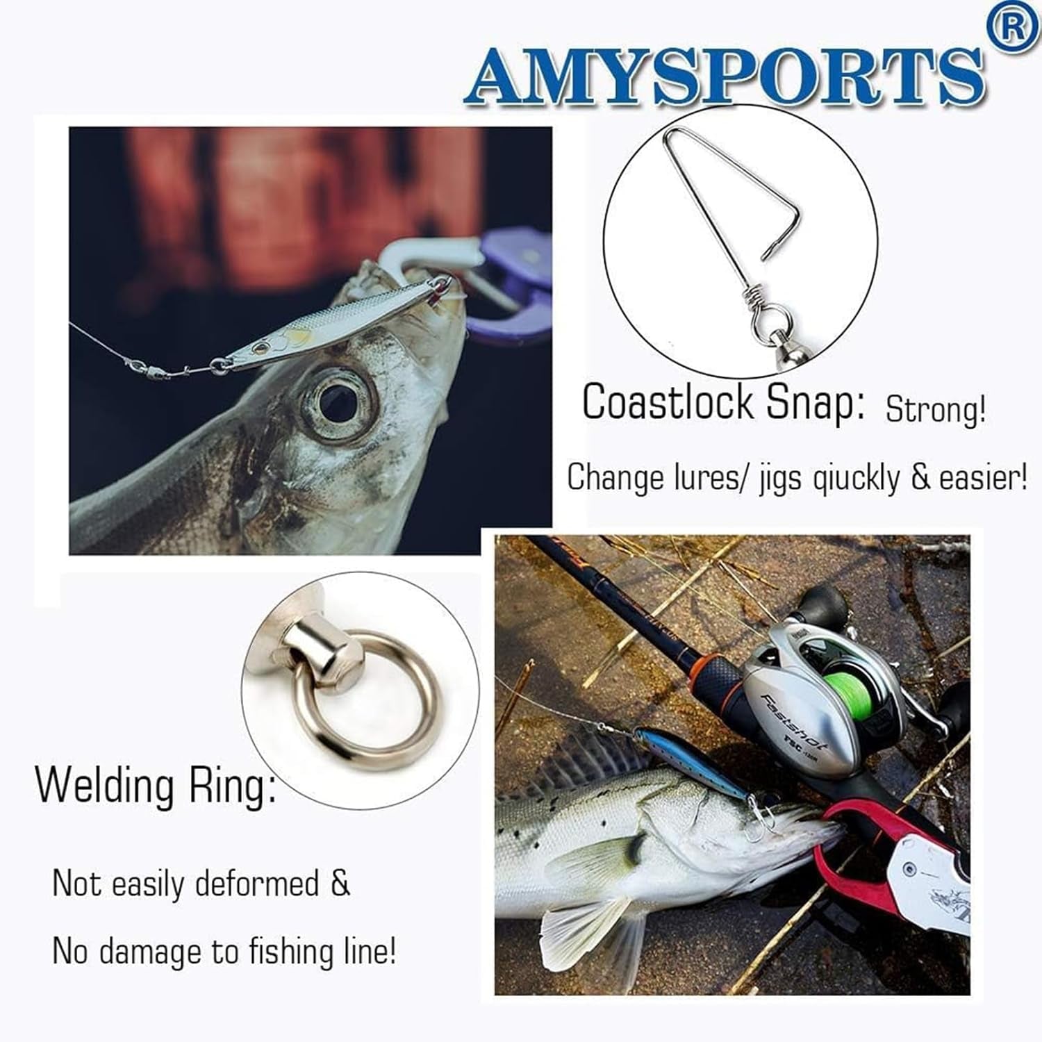 High Strength Fishing Snap Swivels - Stainless Steel Ball Bearing Swivels - Saltwater & Freshwater Fishing