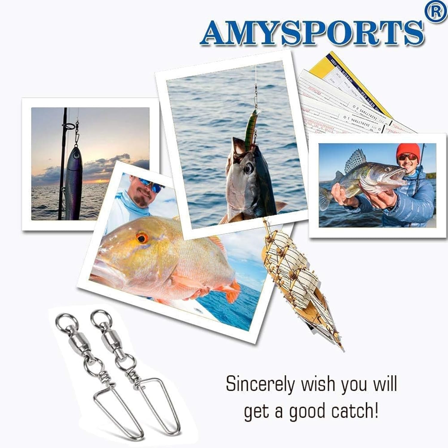 High Strength Fishing Snap Swivels - Stainless Steel Ball Bearing Swivels - Saltwater & Freshwater Fishing