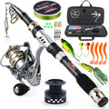 Telescopic Fishing Pole with Spinning Reel Portable Fishing Rod Reel Combos