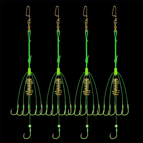 Carp Fishing Feeders Bait Fishing Hooks with Fishing Spring Carp Feeder (Pack of 4)