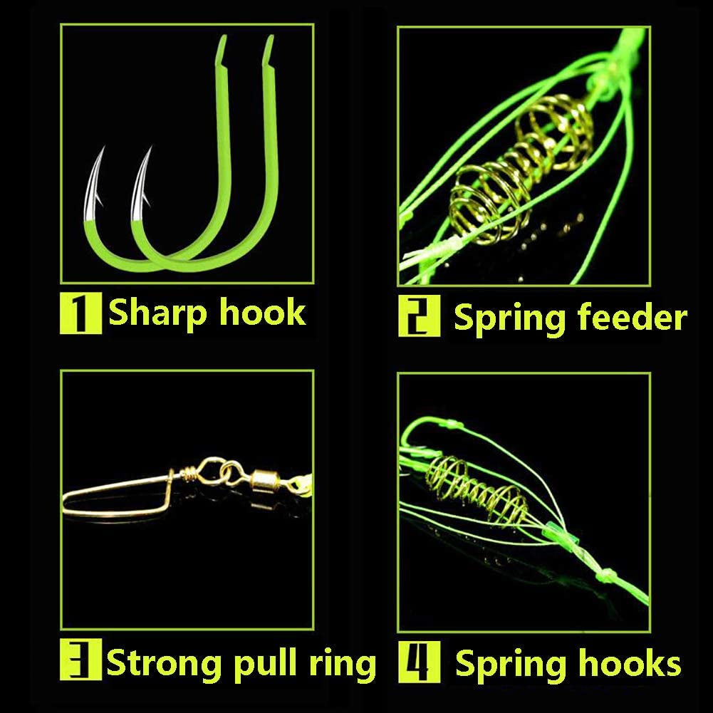 Carp Fishing Feeders Bait Fishing Hooks with Fishing Spring Carp Feeder (Pack of 4)
