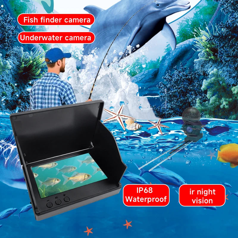220° Underwater Fishing Camera Handheld 1080P 4.3'' LCD Fish Finder Portable Fish Depth Finder Water with Night Vision