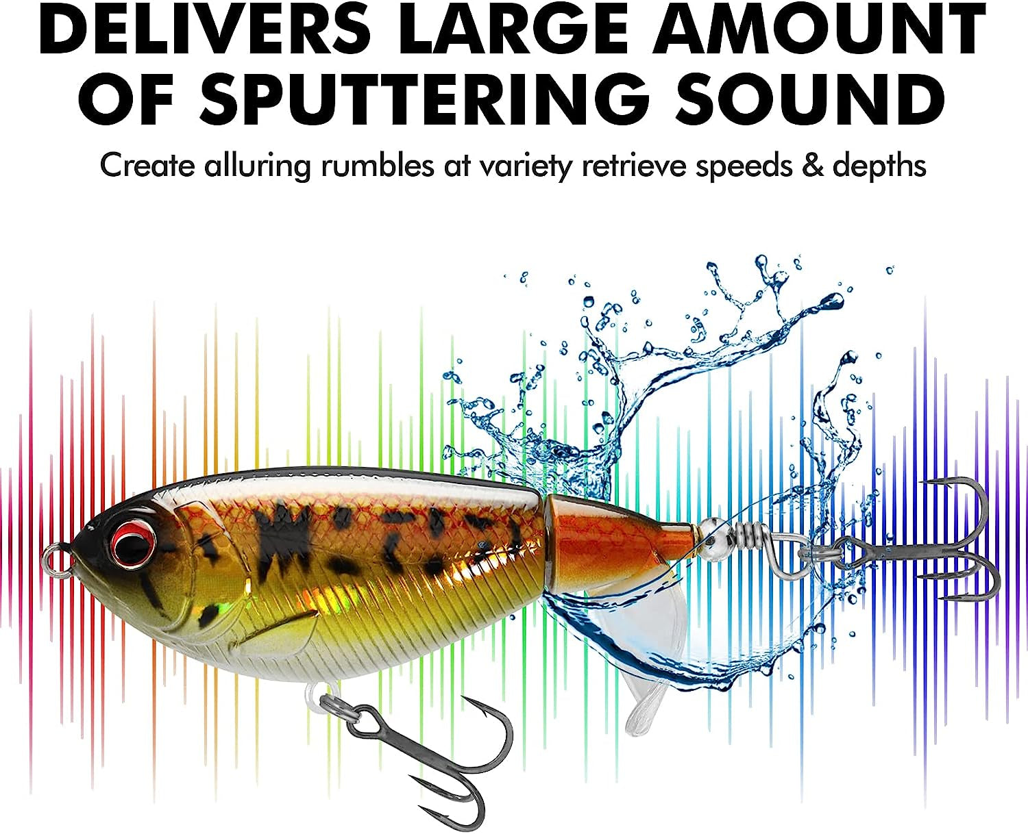 Popobait Easy Catch Fishing Lures with BKK Hooks, Instant Startup, Longer Cast, Balanced Spray/Sound/Swim, Plopper Topwater Lures for Bass, Trout, Pike, Walleye, Freshwater Saltwater Fishing