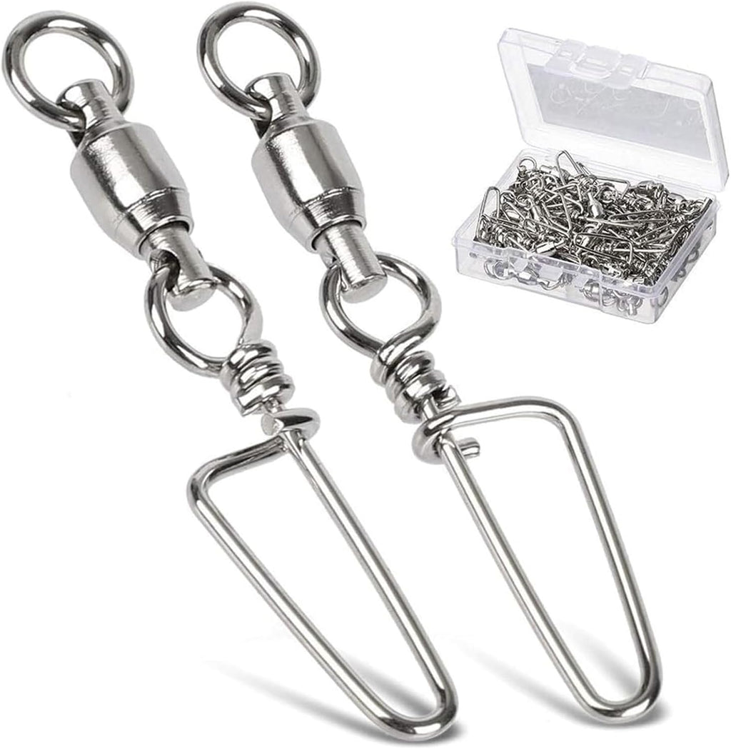 High Strength Fishing Snap Swivels - Stainless Steel Ball Bearing Swivels - Saltwater & Freshwater Fishing