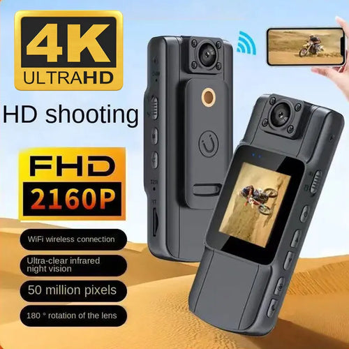 4K HD Wifi Mini Camera Color Screen Portable Night Vision Police Camera Small Bike Camcorder Portable Digital Video Recorder