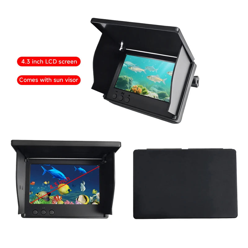 220° Underwater Fishing Camera Handheld 1080P 4.3'' LCD Fish Finder Portable Fish Depth Finder Water with Night Vision