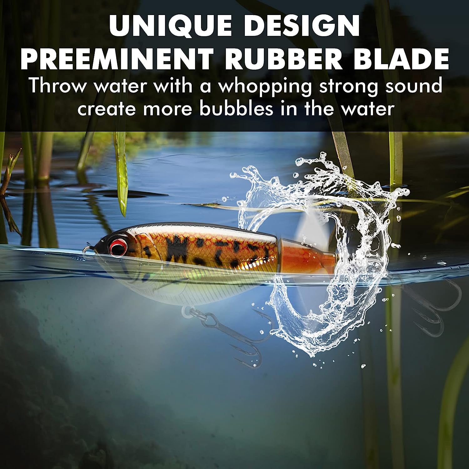 Popobait Easy Catch Fishing Lures with BKK Hooks, Instant Startup, Longer Cast, Balanced Spray/Sound/Swim, Plopper Topwater Lures for Bass, Trout, Pike, Walleye, Freshwater Saltwater Fishing