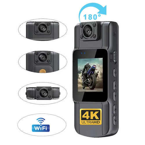 4K HD Wifi Mini Camera Color Screen Portable Night Vision Police Camera Small Bike Camcorder Portable Digital Video Recorder