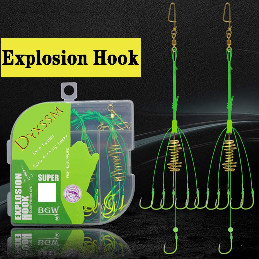 Carp Fishing Feeders Bait Fishing Hooks with Fishing Spring Carp Feeder (Pack of 4)